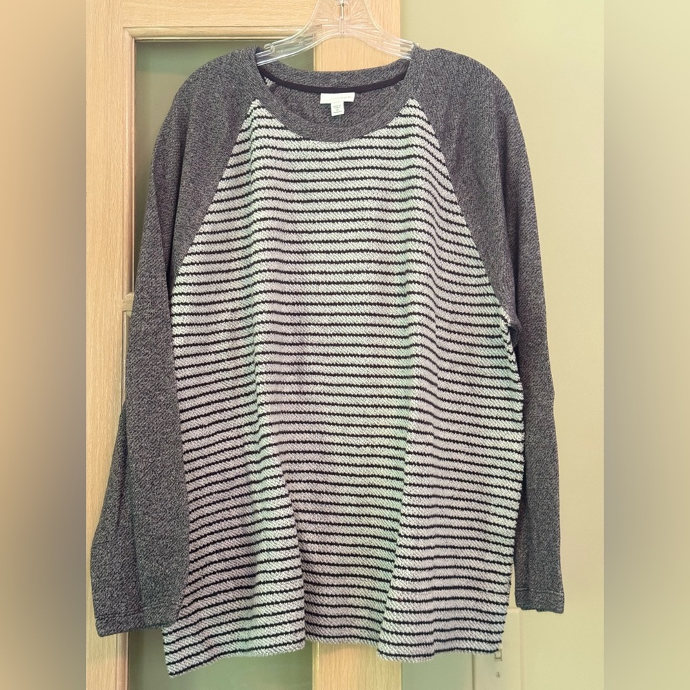 J. Jill Black and White Striped Sweater